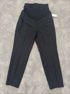 Maternity Black Ponte Work Ankle Pants with Stretch Waist